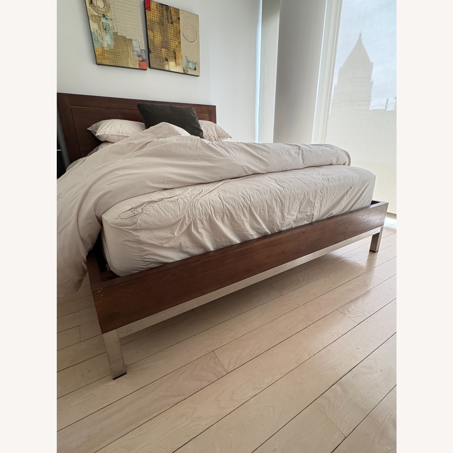 Bloomingdale's Dark Brown Wood Queen Bed - image-3
