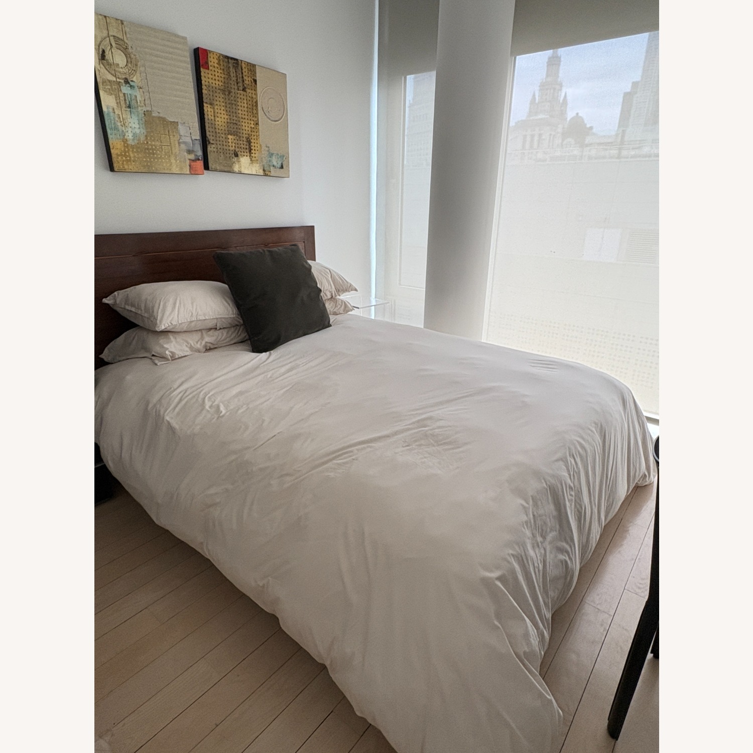 Bloomingdale's Dark Brown Wood Queen Bed - image-0