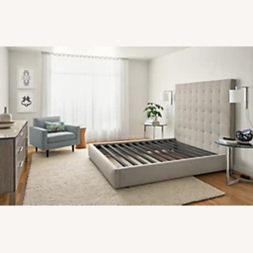 Used Room & Board Jasper Light Gray Fabric Queen Bed for sale on AptDeco