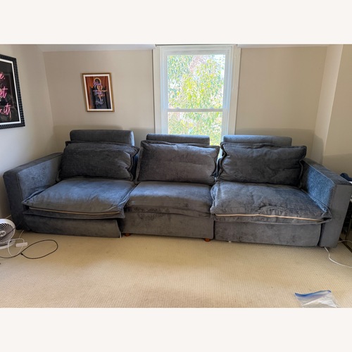 Used Homebody Dark Gray Velvet 3 Seat Sofa w/2 Recliner for sale on AptDeco