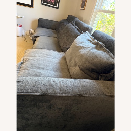 Used Homebody Dark Gray Velvet 3 Seat Sofa w/2 Recliner for sale on AptDeco