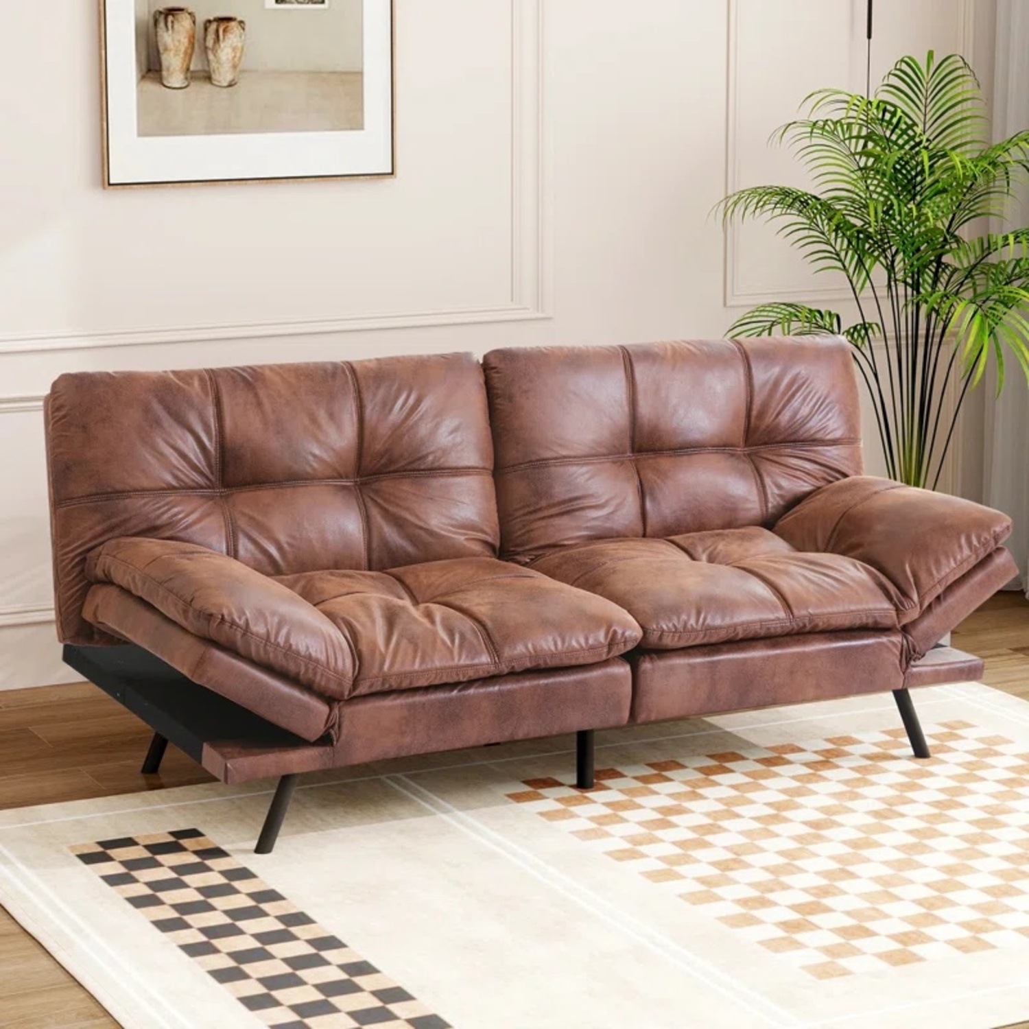 Wayfair Dark Brown Faux Leather Futon - image-4