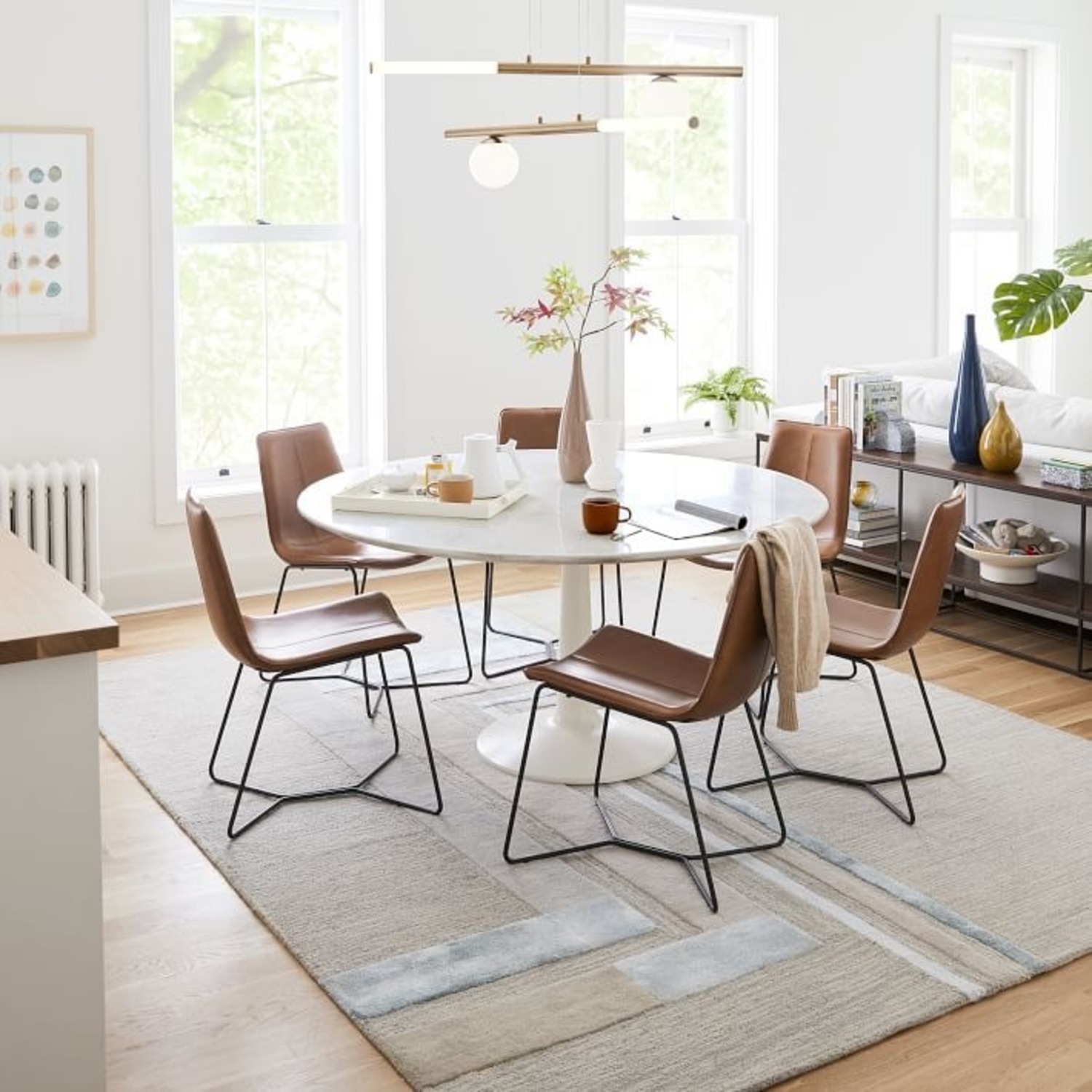 West Elm Slope Leather Dining Chair - image-1