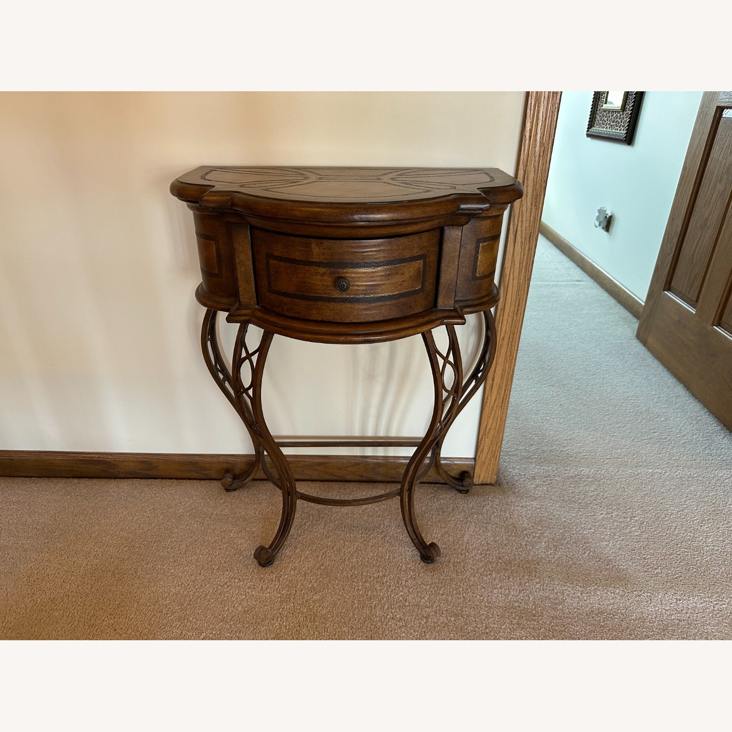 Half Moon Entryway Table w Drawer - image-0