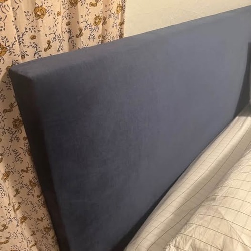 Used Blue Velvet King Bed Frame for sale on AptDeco