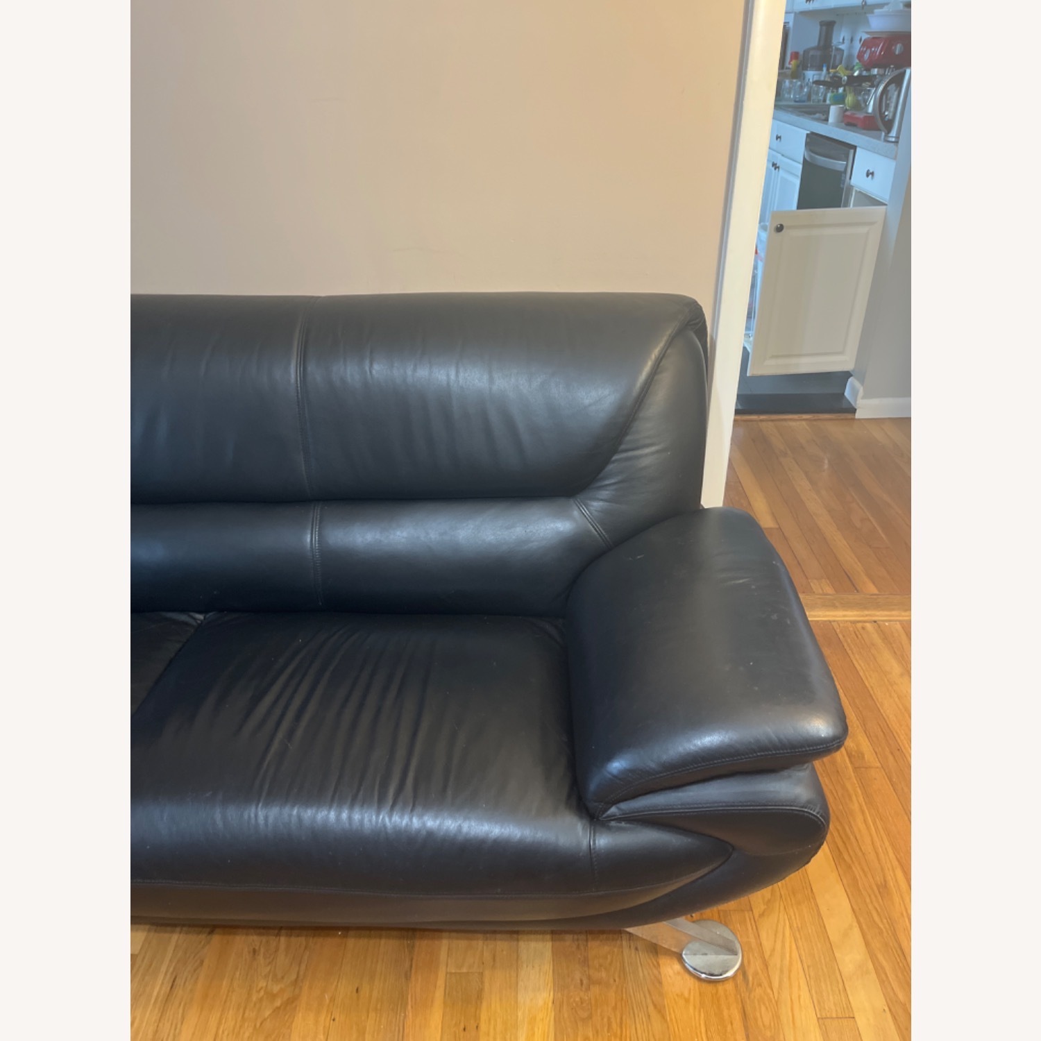 Raymour & Flanigan Black Leather Sofa - image-5