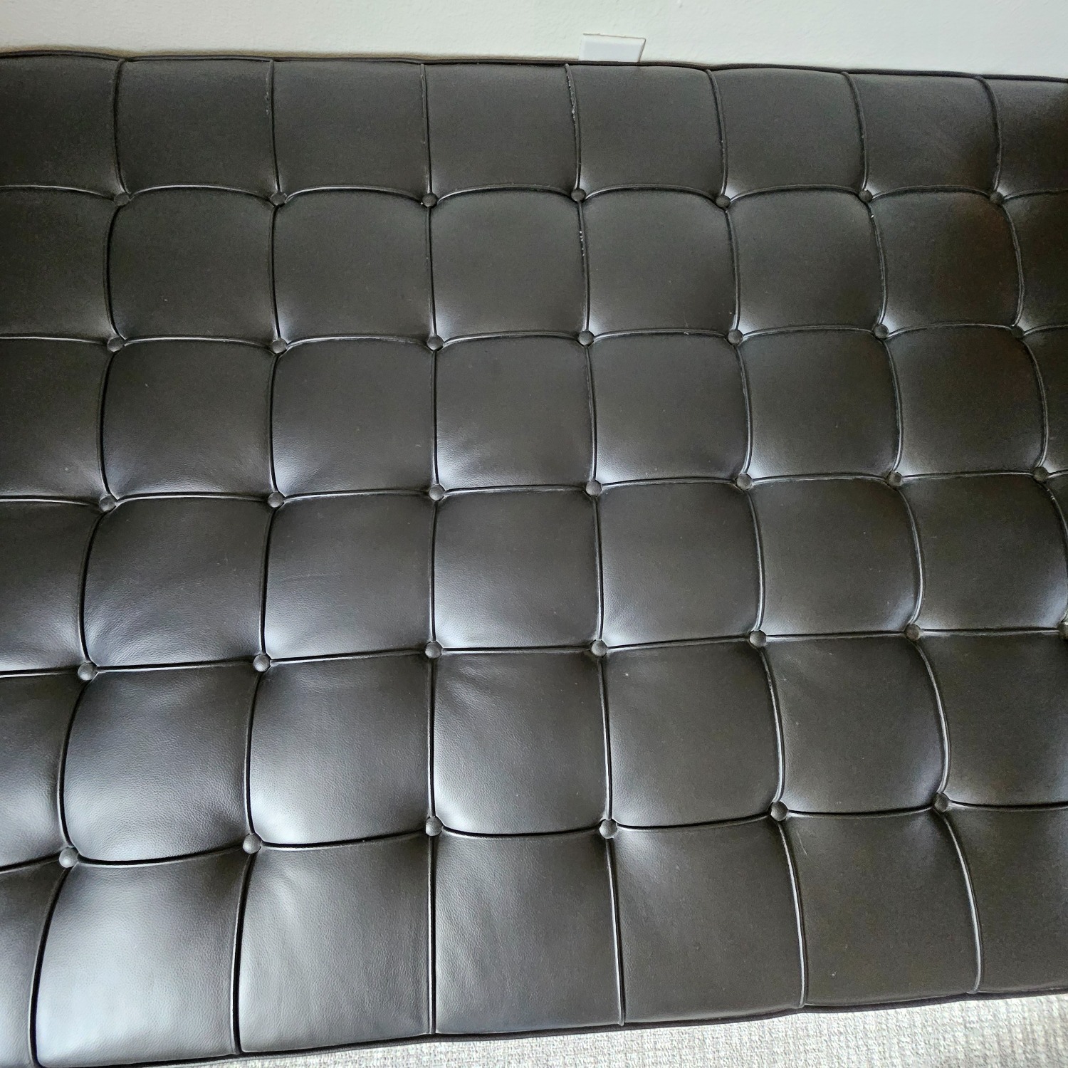 Knoll Barcelona Couch Black Leather Chaise Lounge - image-21