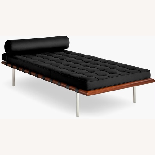 Used Knoll Barcelona Couch Black Leather Chaise Lounge for sale on AptDeco