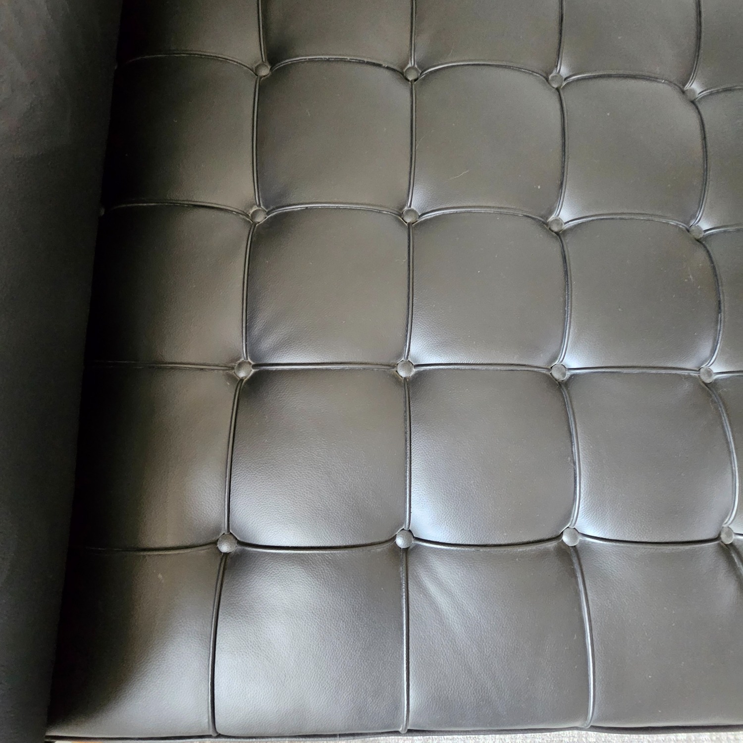 Knoll Barcelona Couch Black Leather Chaise Lounge - image-24