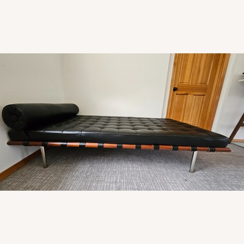 Used Knoll Barcelona Couch Black Leather Chaise Lounge for sale on AptDeco