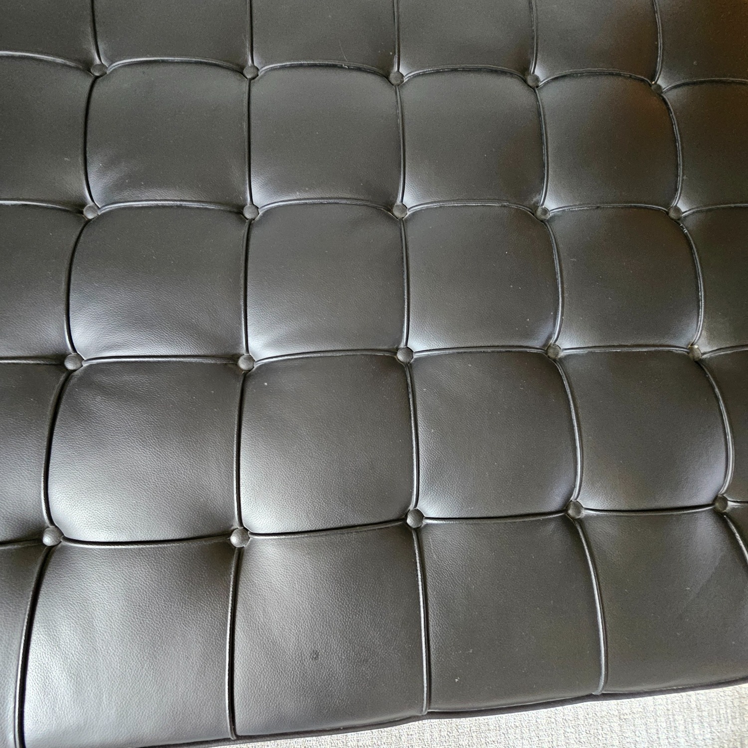 Knoll Barcelona Couch Black Leather Chaise Lounge - image-28