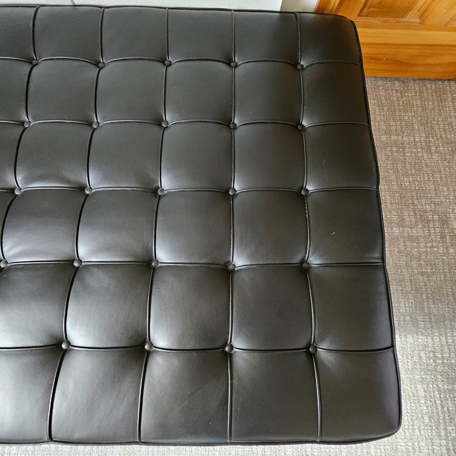 Knoll Barcelona Couch Black Leather Chaise Lounge - image-20