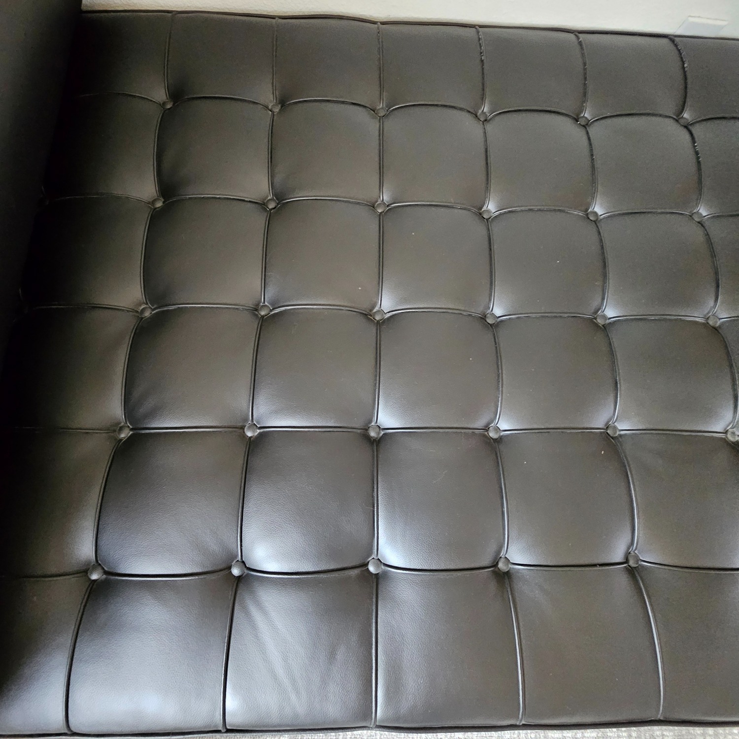 Knoll Barcelona Couch Black Leather Chaise Lounge - image-16