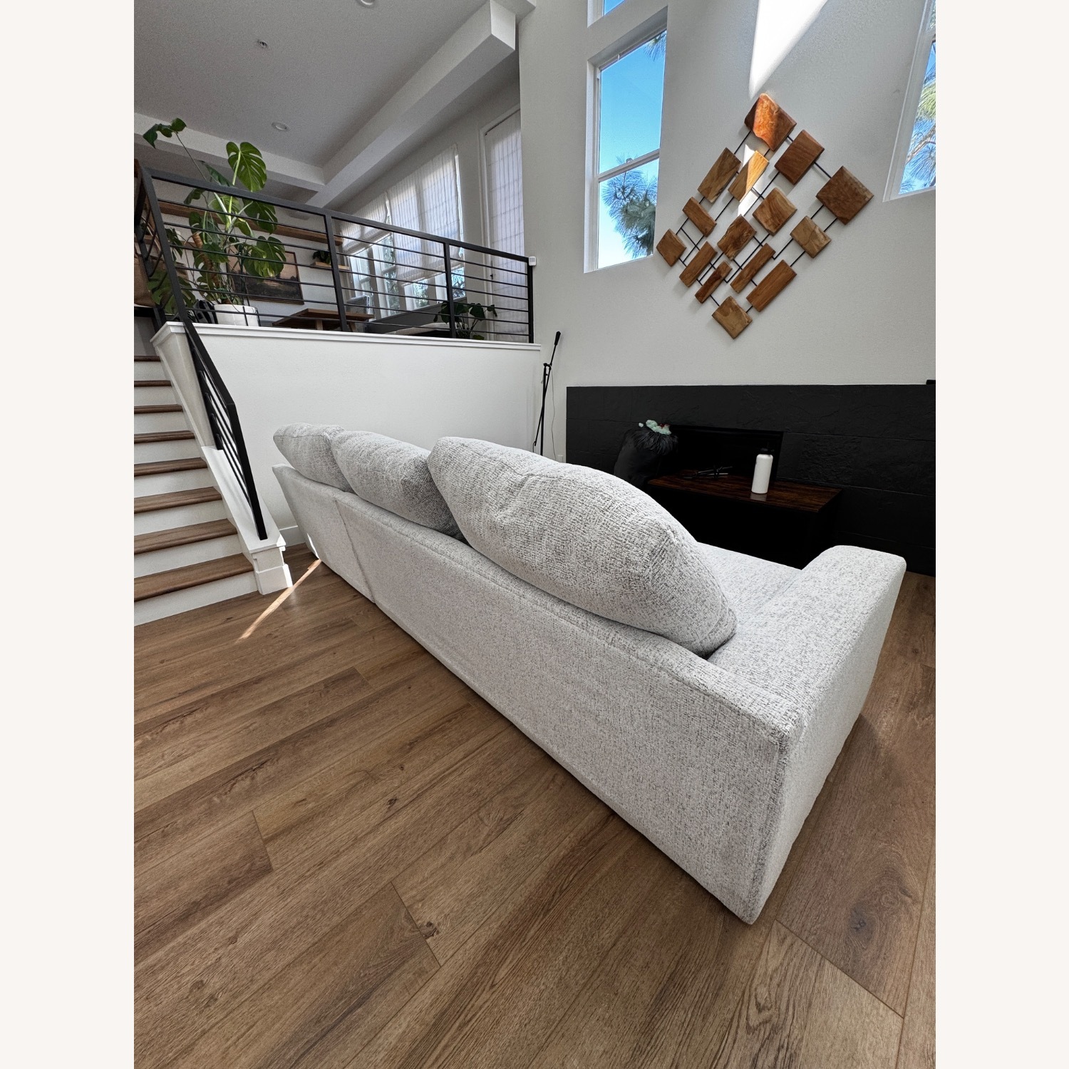 White Fabric 2 Piece Sectional - image-3