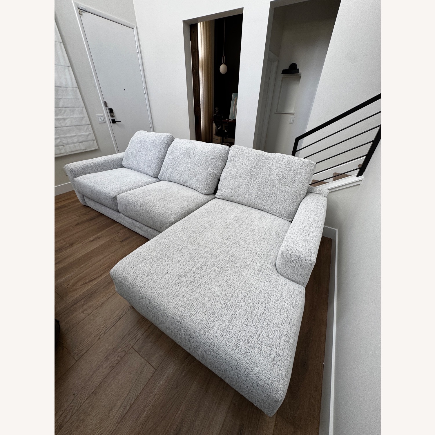 White Fabric 2 Piece Sectional - image-2