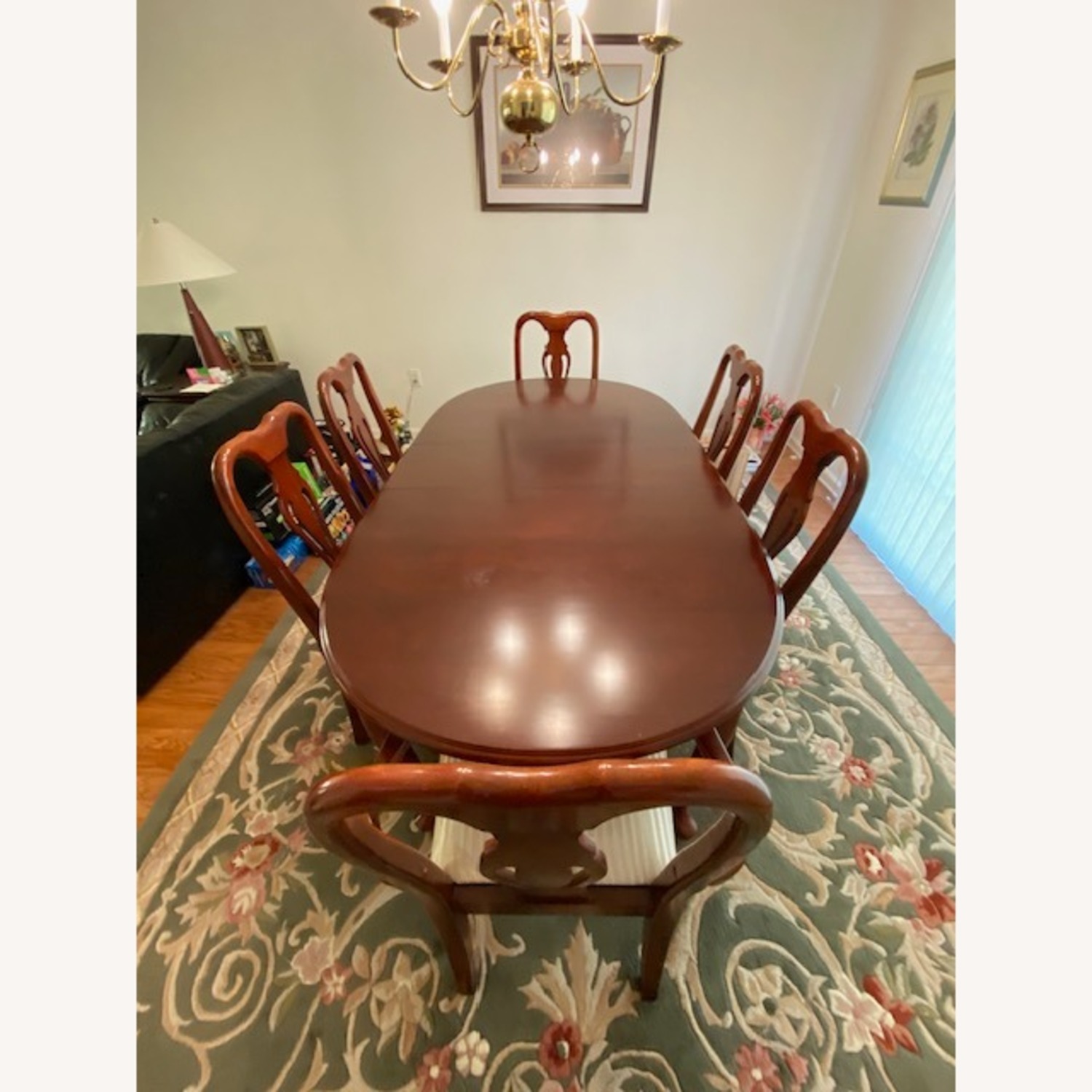 Elegant Cherry Finish Dining Table W 6 Chairs - image-6