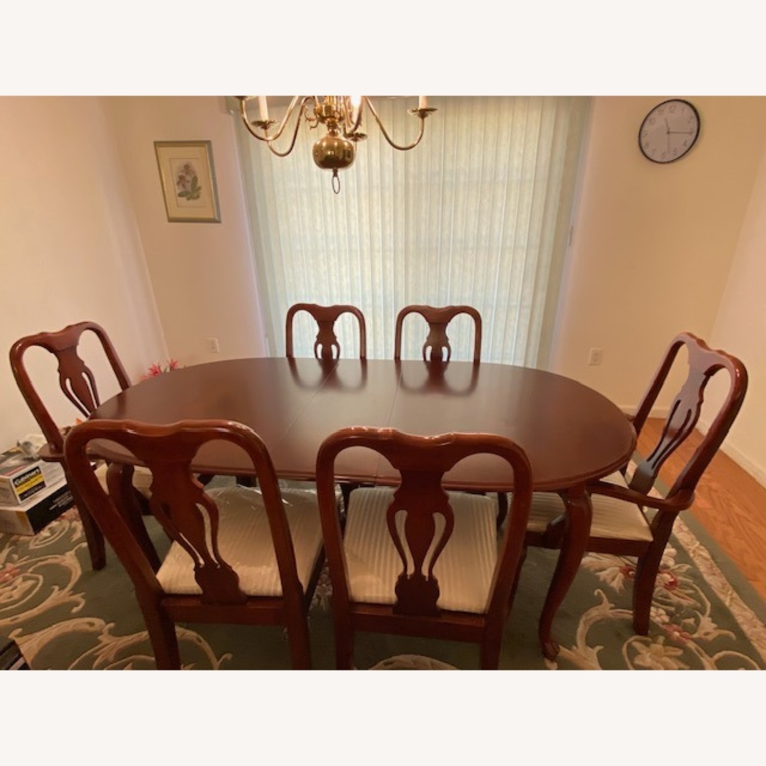 Elegant Cherry Finish Dining Table W 6 Chairs - image-0