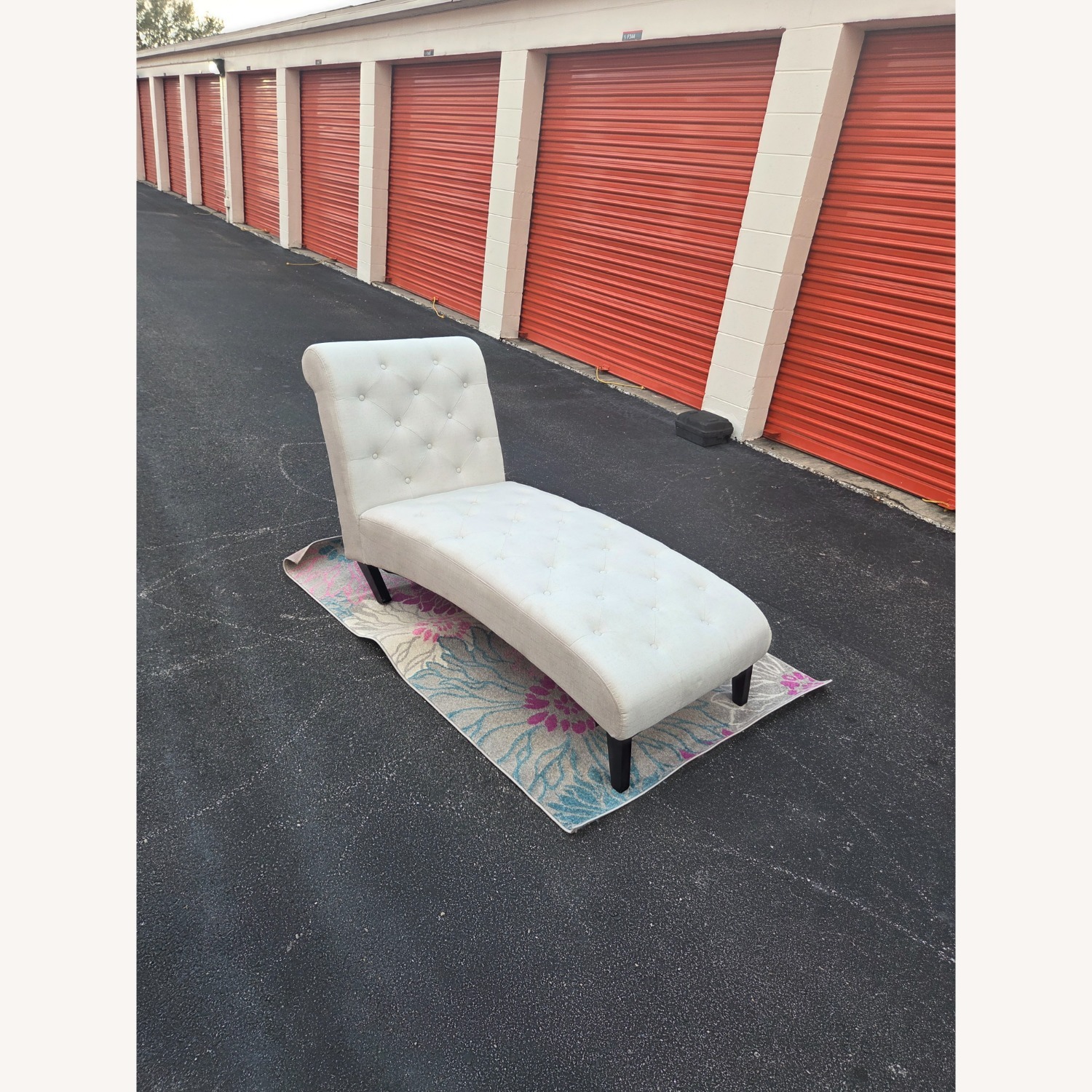 White Fabric Chaise Lounge - image-2