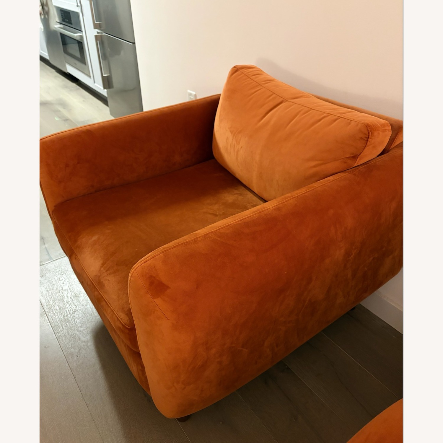 AllModern Orange Velvet Armchair - image-2