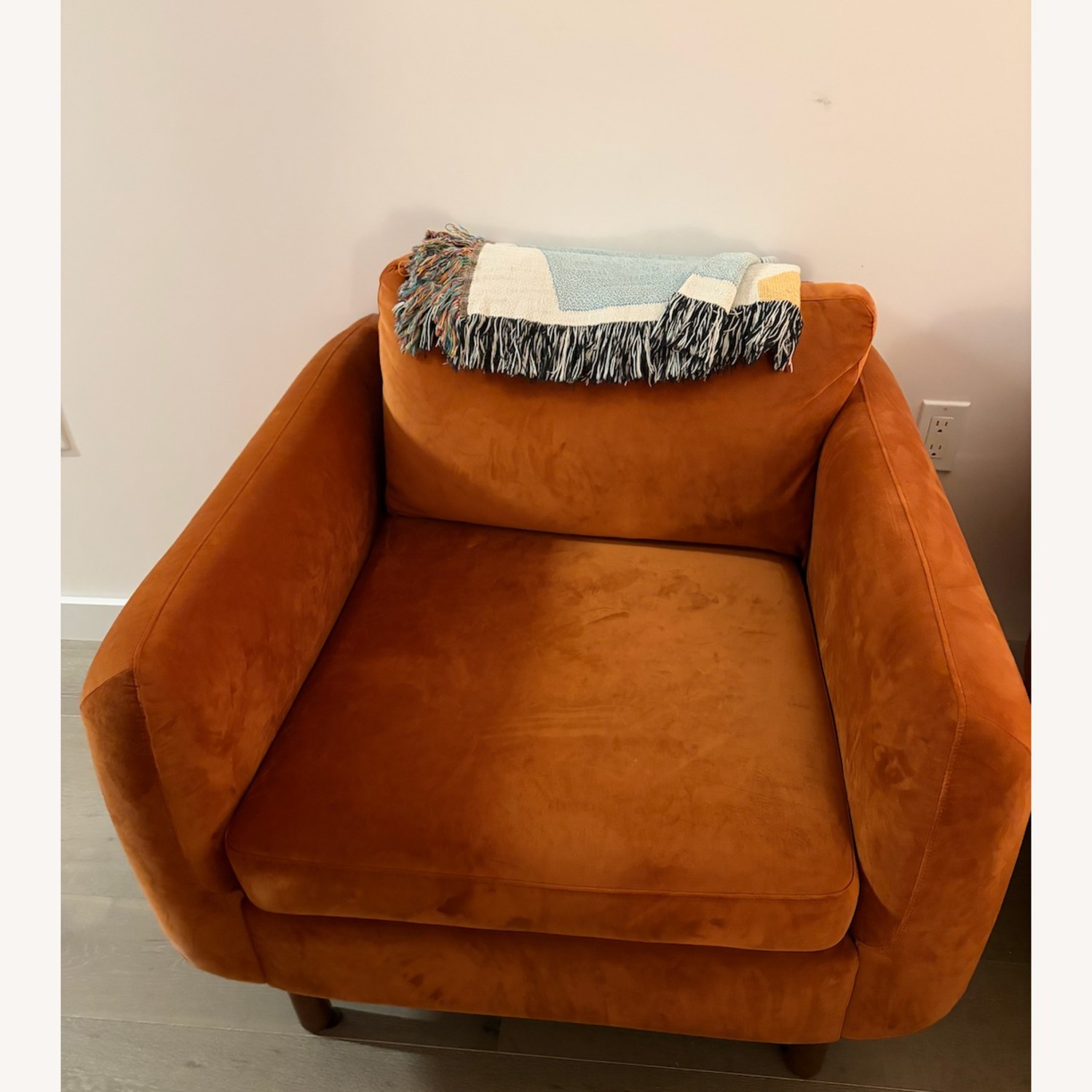 AllModern Orange Velvet Armchair - image-1