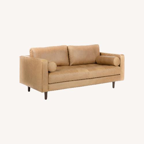 Used Article Sven Light Brown Leather 2 Seater Sofa for sale on AptDeco