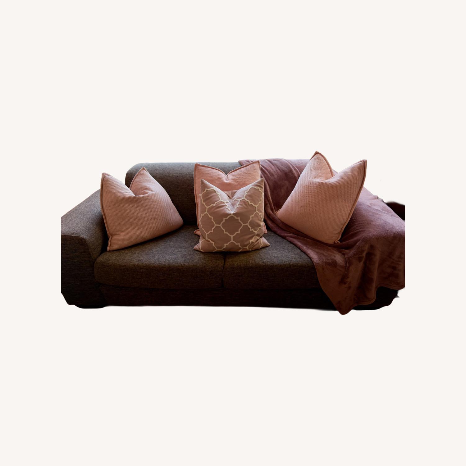 Dark Brown Fabric 2 Seater Sofa - image-0
