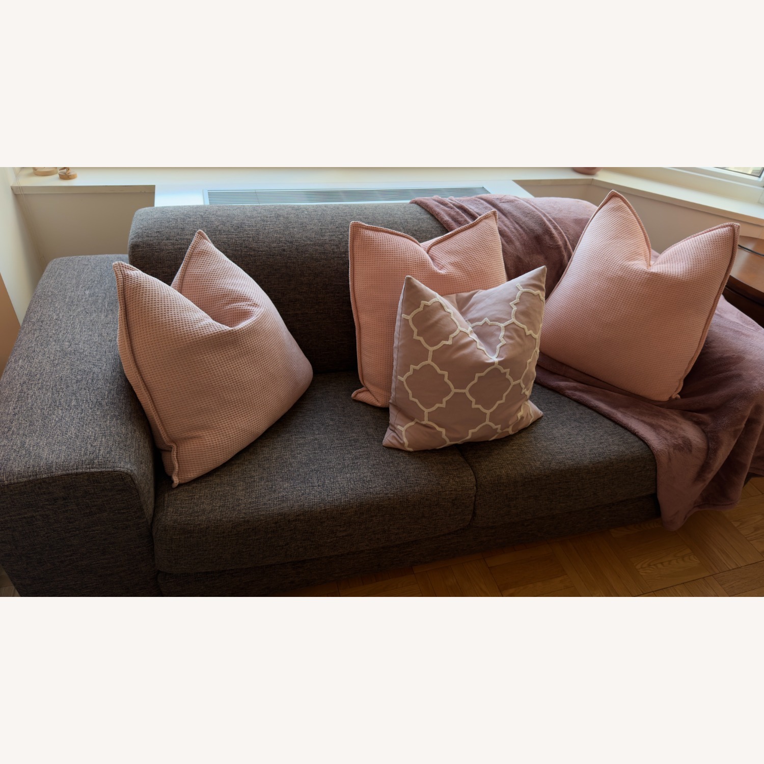 Dark Brown Fabric 2 Seater Sofa - image-4