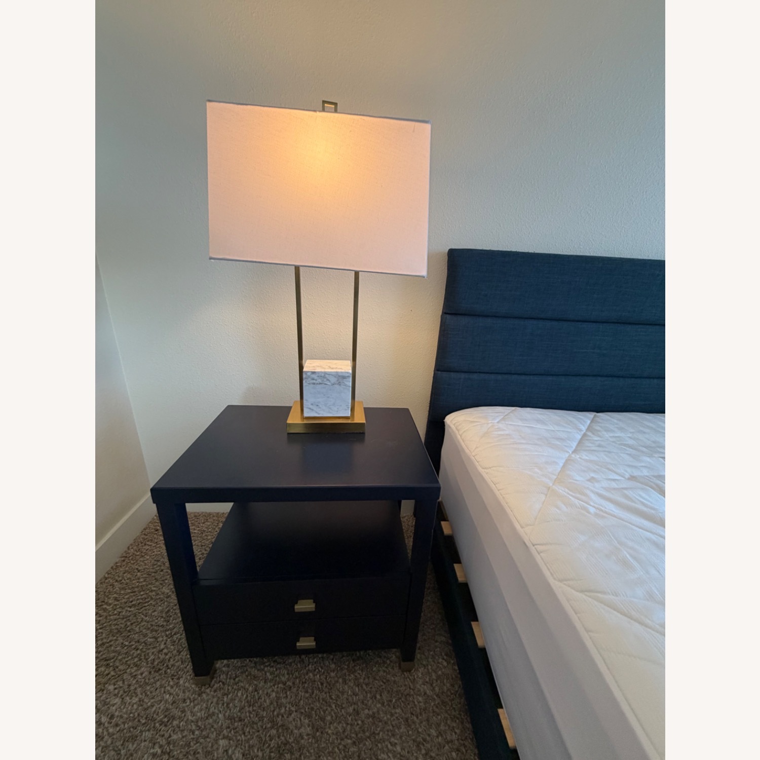 Elison Platform Bed with Fabric Upholstered Headboard and Wooden Slats - image-2