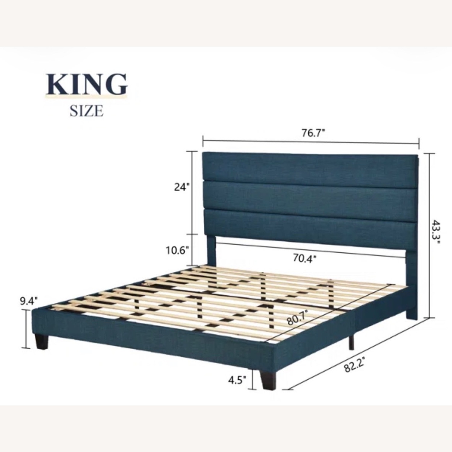 Elison Platform Bed with Fabric Upholstered Headboard and Wooden Slats - image-15