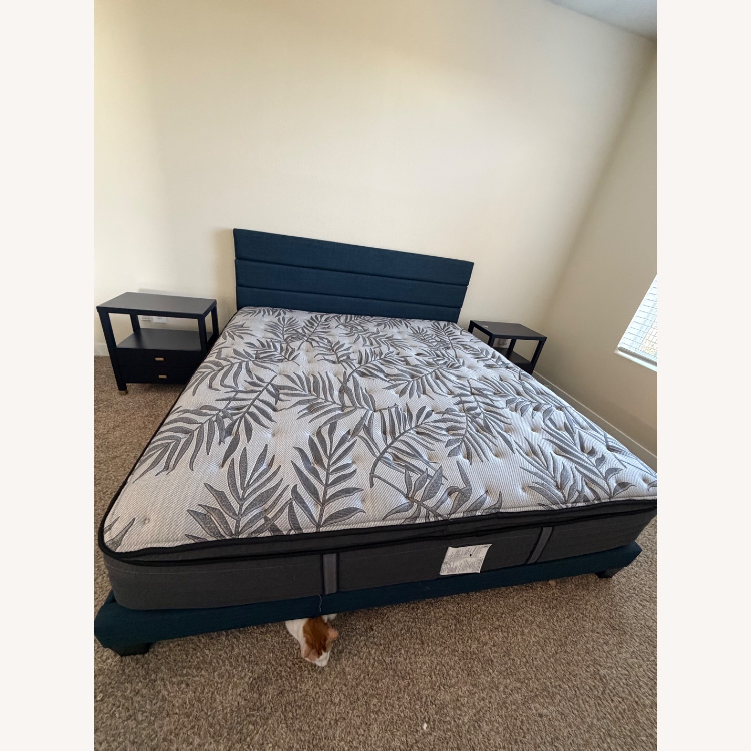 Elison Platform Bed with Fabric Upholstered Headboard and Wooden Slats - image-11