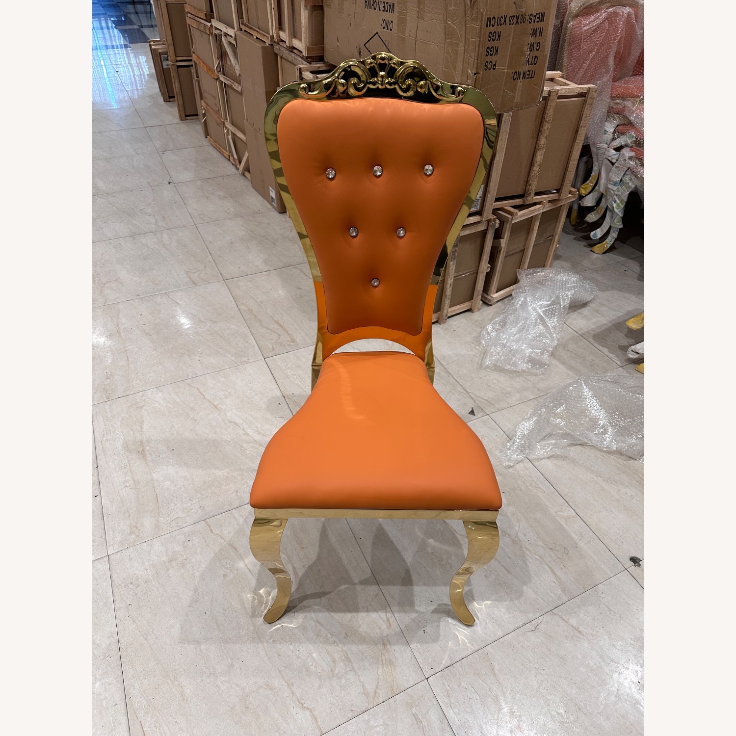 Vintage/Antique Orange Vinyl Dining Chairs - image-1