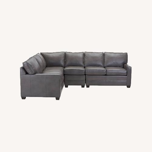 Used Ethan Allen Bennett Track-Arm Leather Four Piece Sectional for sale on AptDeco