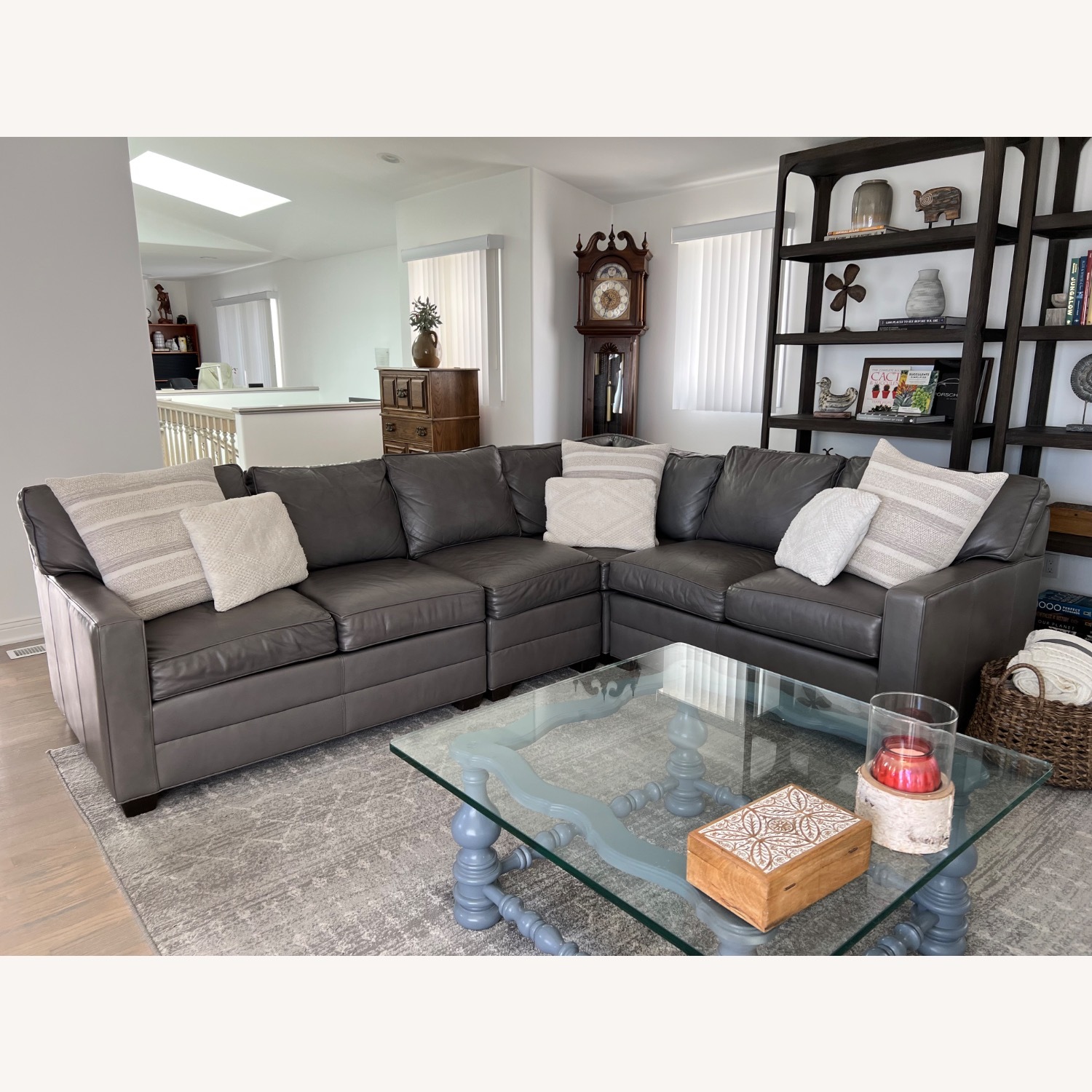 Ethan Allen Bennett Track-Arm Leather Four Piece Sectional - image-10