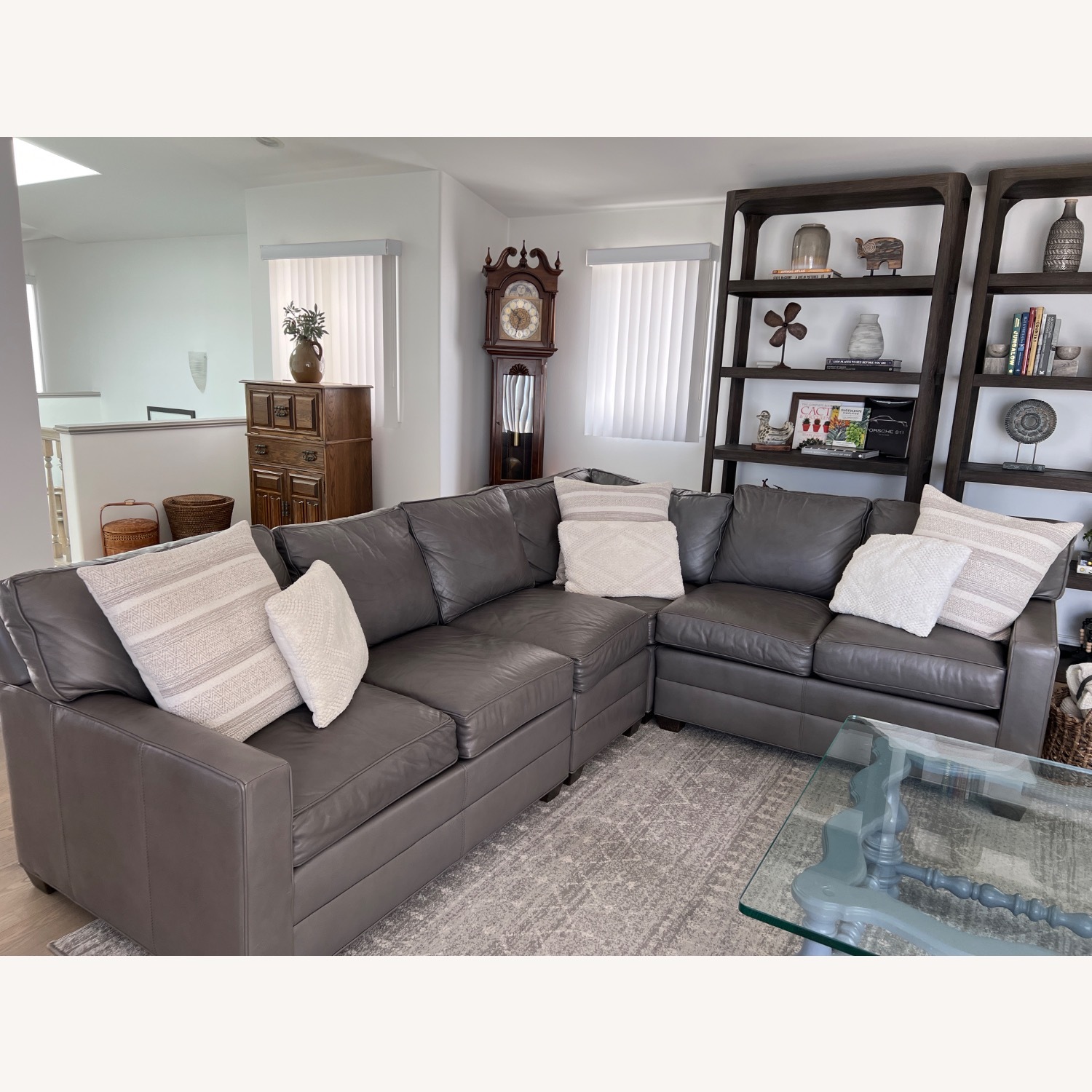 Ethan Allen Bennett Track-Arm Leather Four Piece Sectional - image-7