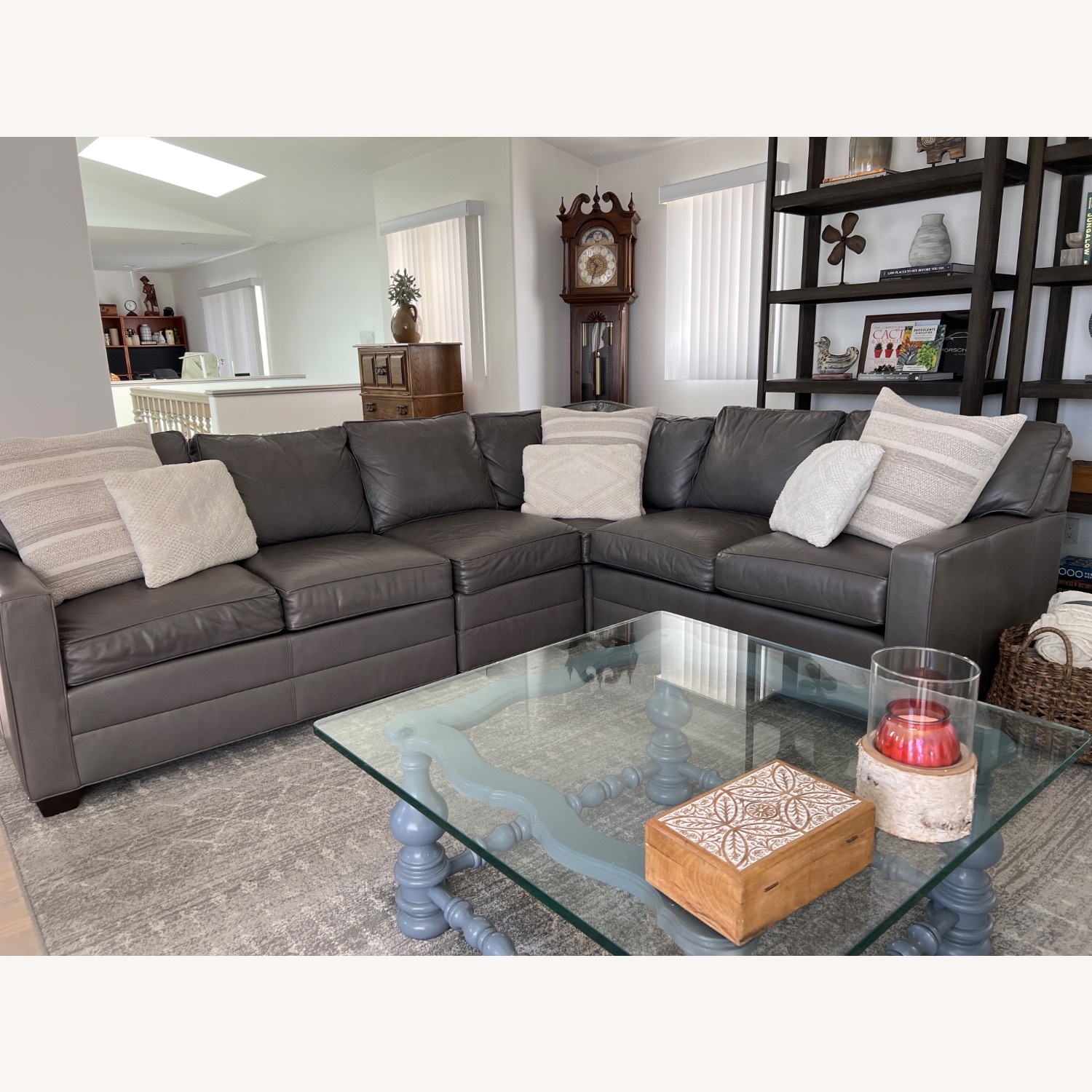 Ethan Allen Bennett Track-Arm Leather Four Piece Sectional - image-9