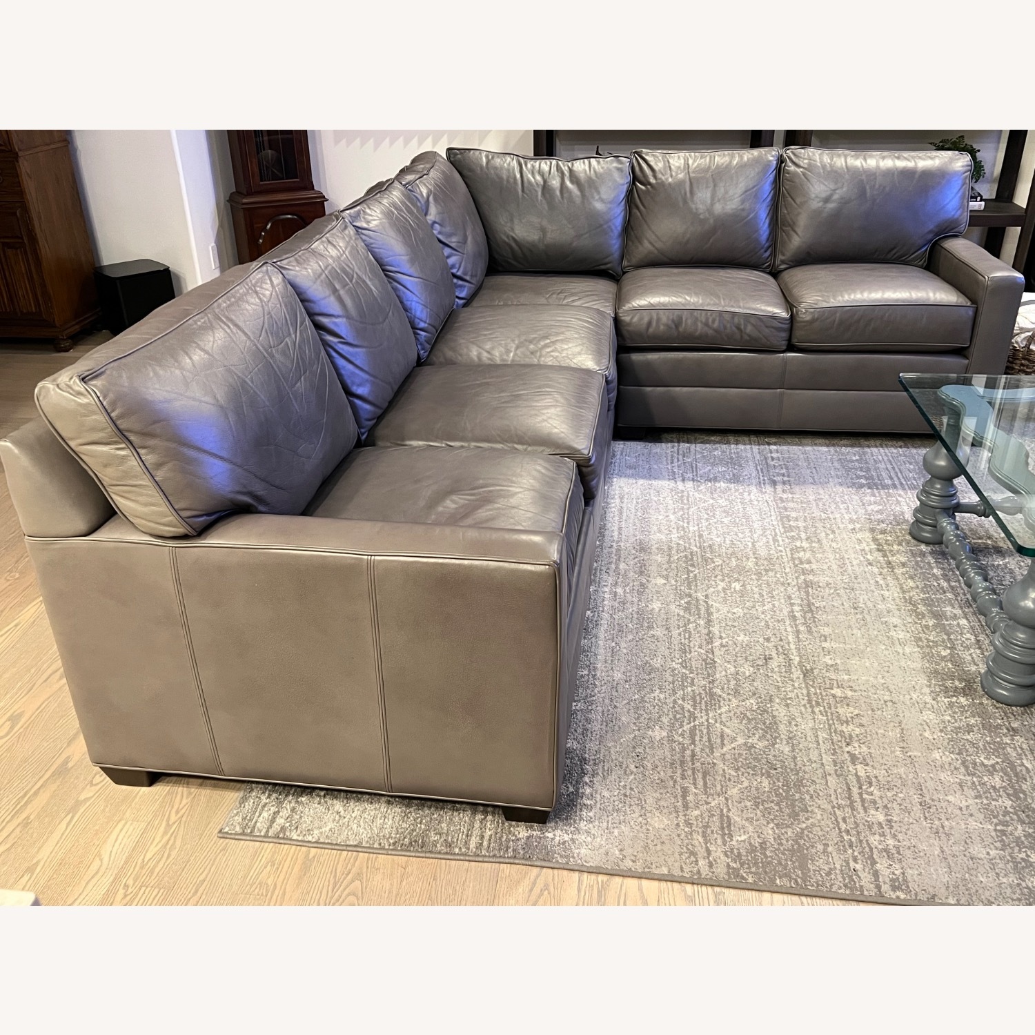 Ethan Allen Bennett Track-Arm Leather Four Piece Sectional - image-1