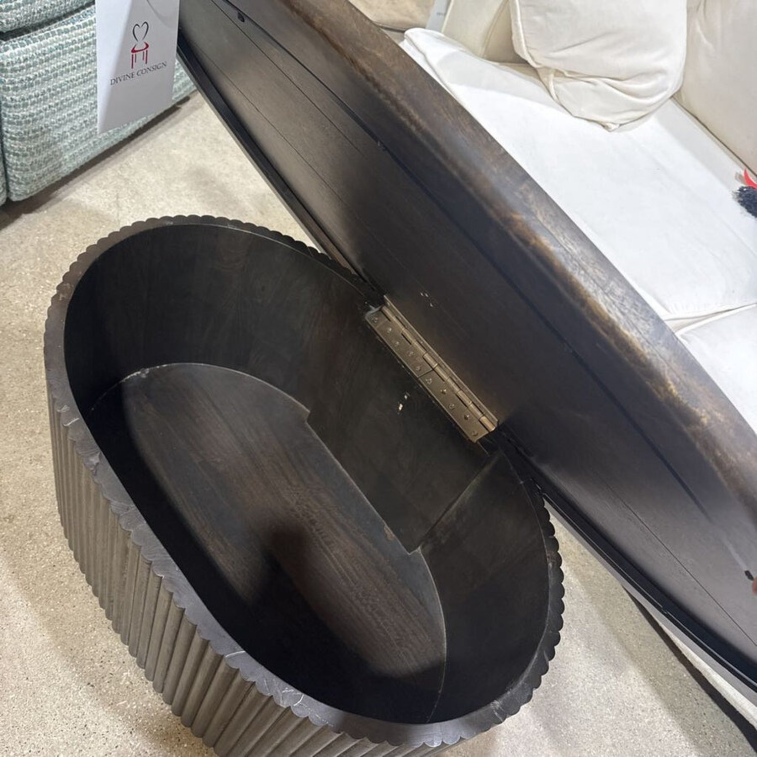 Terra Oval Fluted Lift-Top Coffee Table - image-3