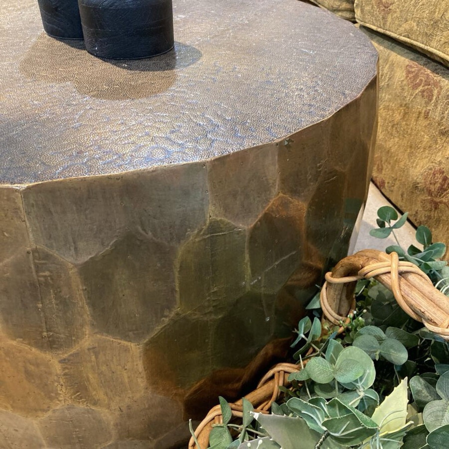 Pottery Barn Vince Metal-Clad Round Coffee Table - image-3