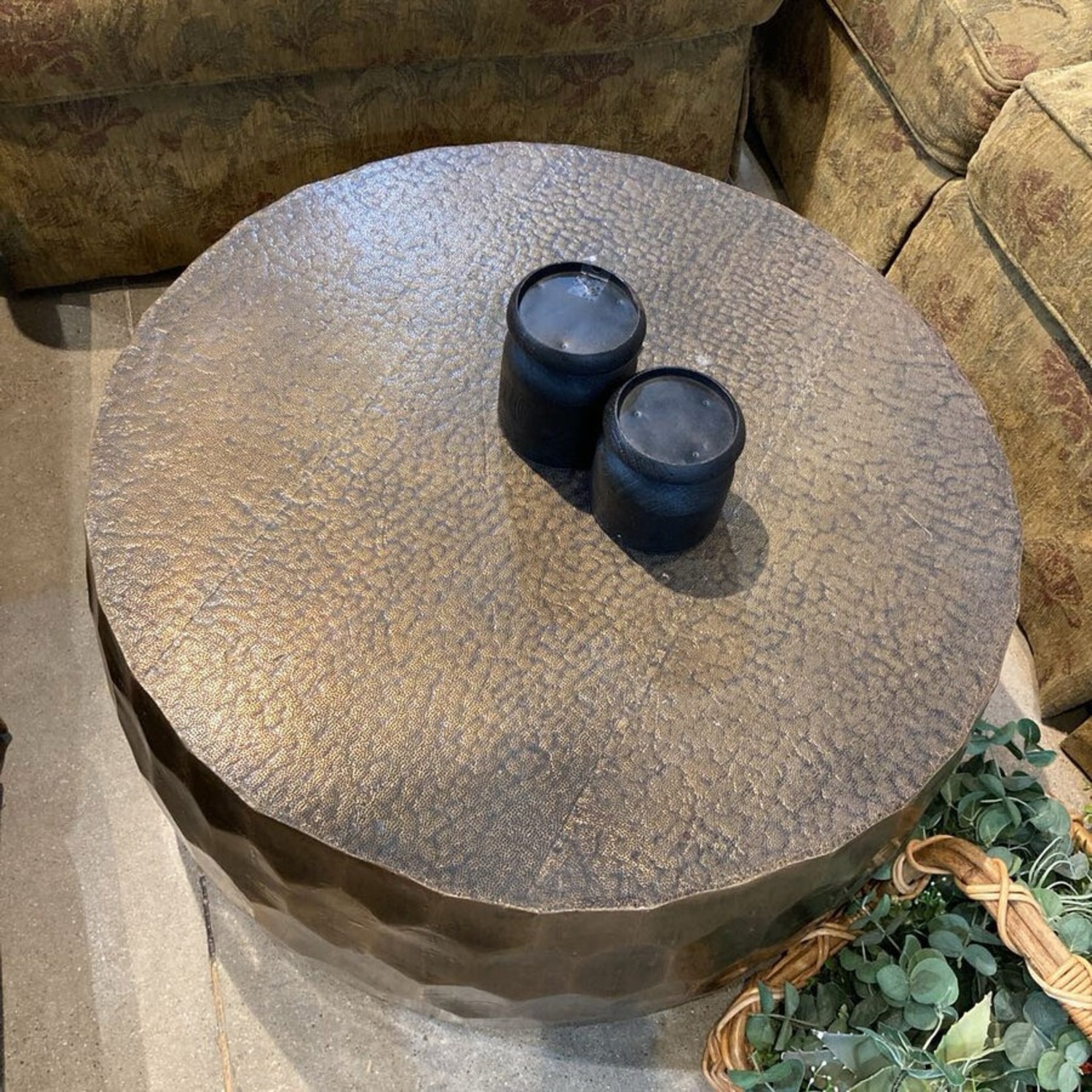 Pottery Barn Vince Metal-Clad Round Coffee Table - image-2