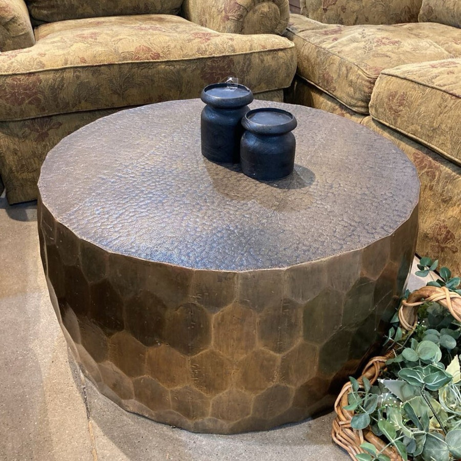 Pottery Barn Vince Metal-Clad Round Coffee Table - image-1