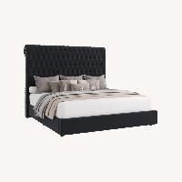 Willa Arlo™ Interiors Black Velvet King Bed