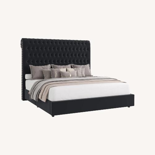 Used Willa Arlo™ Interiors Black Velvet King Bed for sale on AptDeco