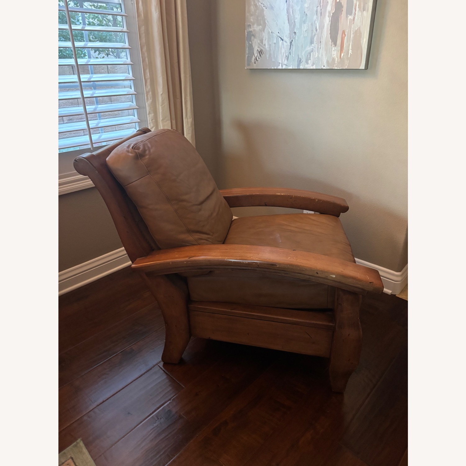 Arhaus Light Brown Leather Armchair - image-2