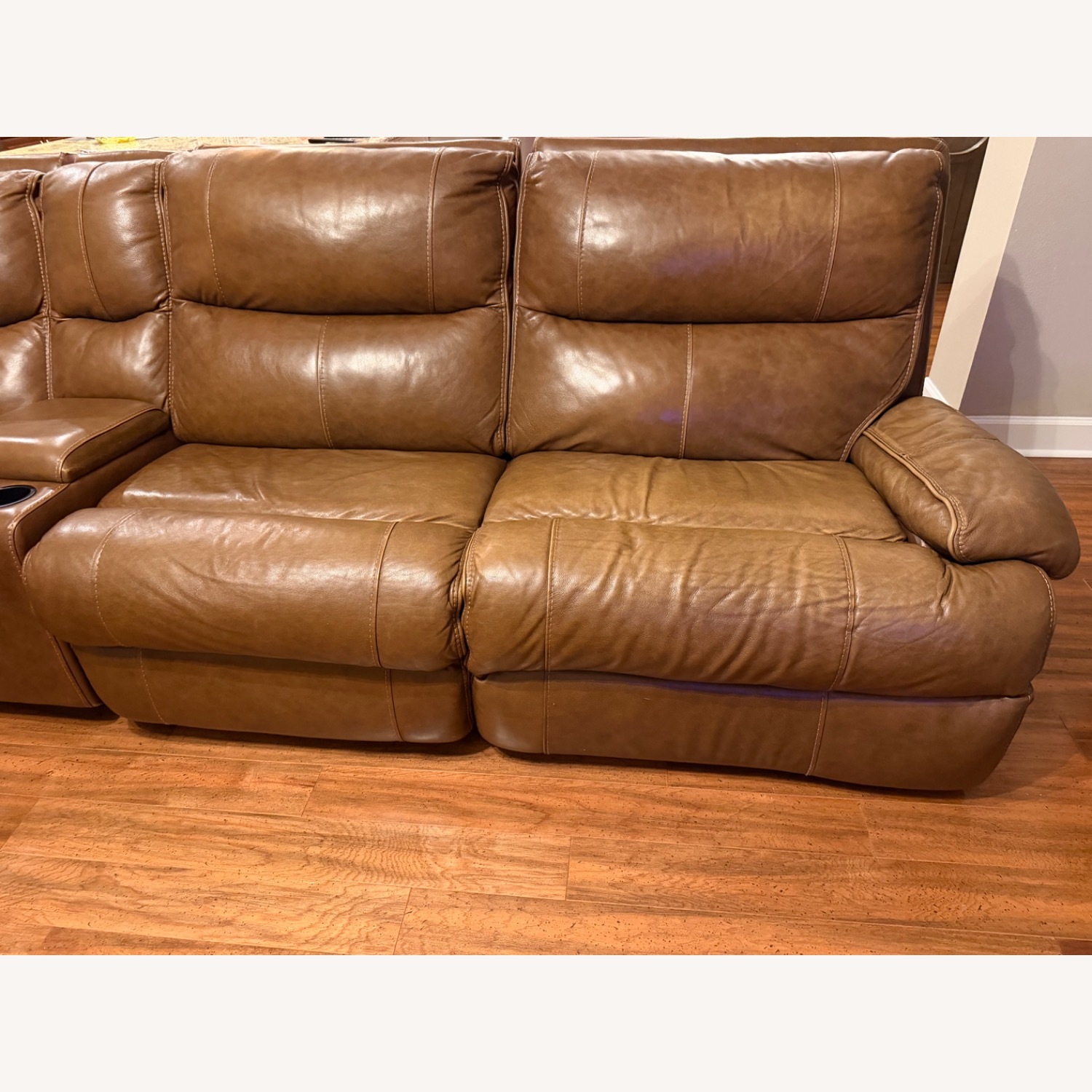 Havertys Dark Brown Leather 3+ Piece Sectional - image-2