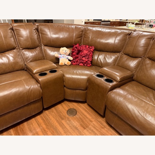 Used Havertys Dark Brown Leather 3+ Piece Sectional for sale on AptDeco