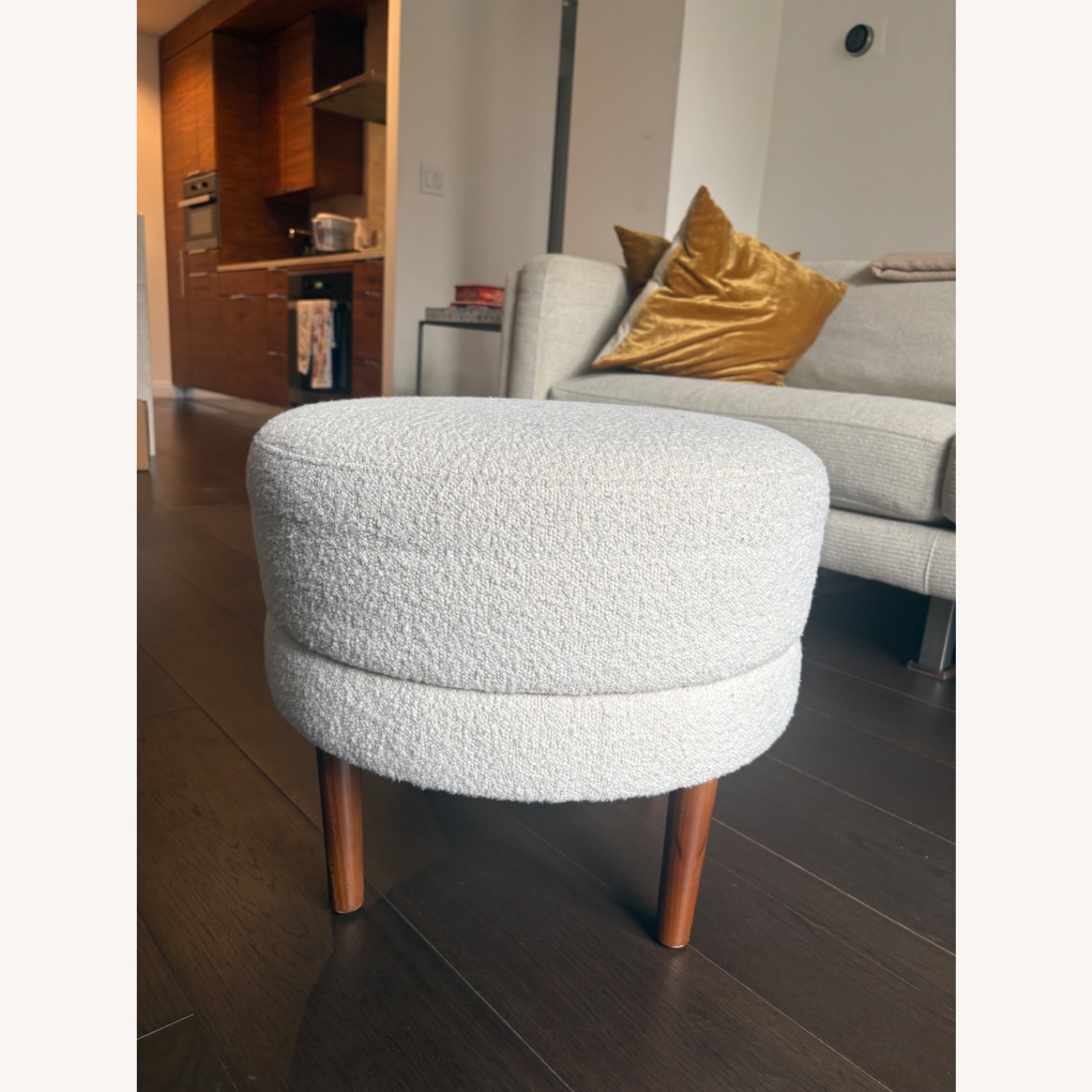 Vintage/Antique White Fabric Ottoman - image-4