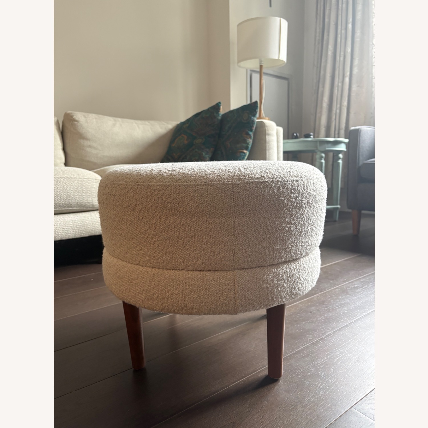 Vintage/Antique White Fabric Ottoman - image-5