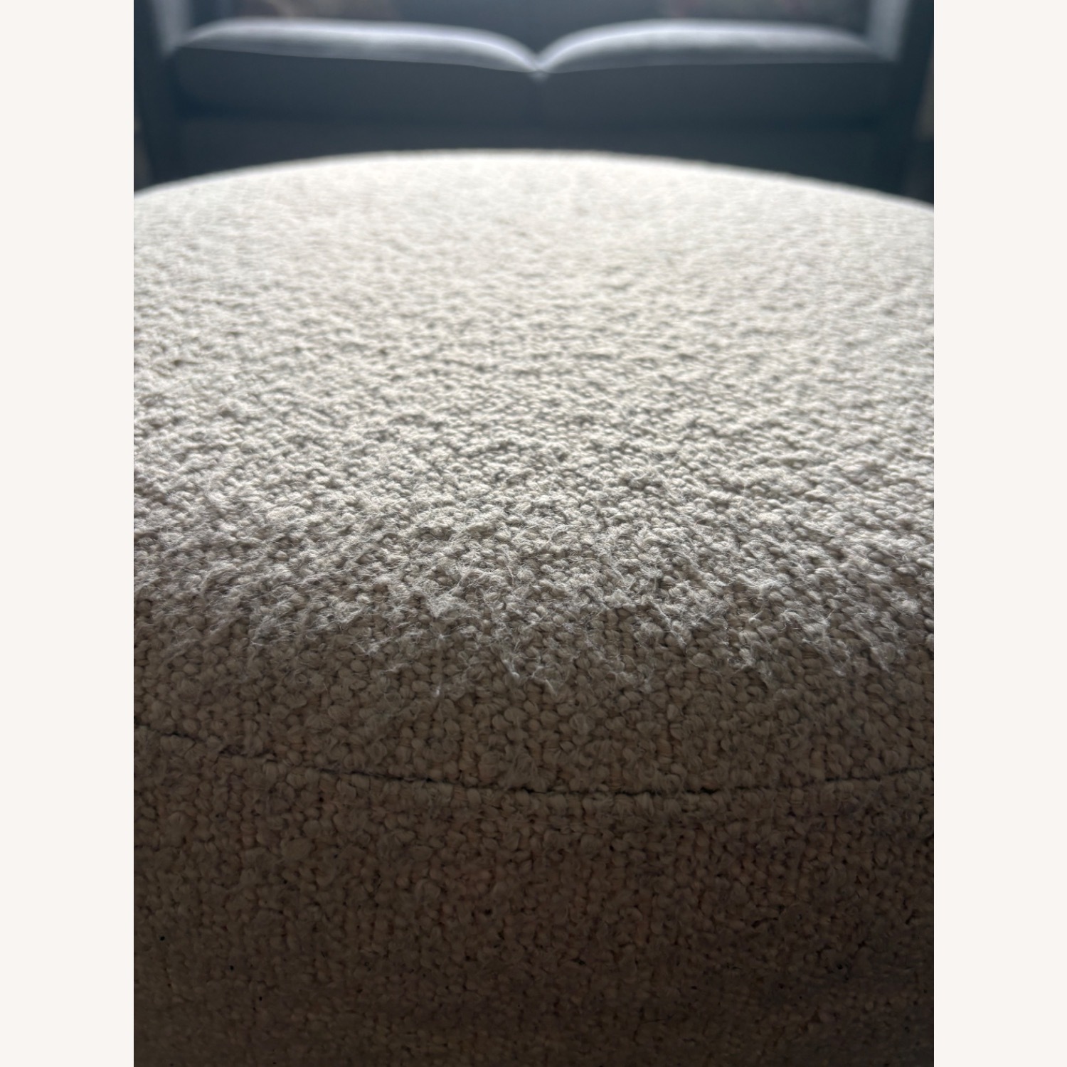 Vintage/Antique White Fabric Ottoman - image-1