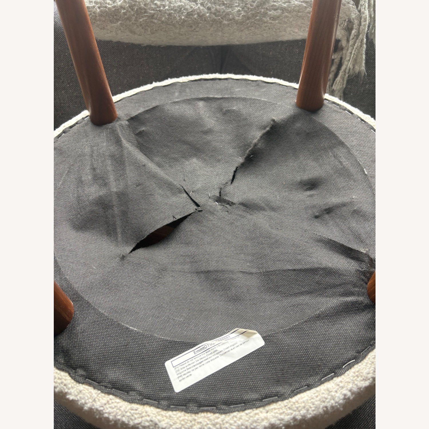 Vintage/Antique White Fabric Ottoman - image-6