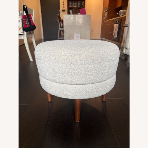 Used Vintage/Antique White Fabric Ottoman for sale on AptDeco